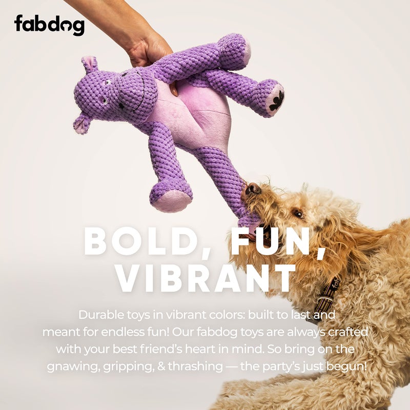 fabdog Floppies Plush Dog Toy - Cute & Durable Squeaky Dog Toys - Squeak Toy for Puppies and All Breeds | Ideal Pet Gift| Small Hippo - Image 4